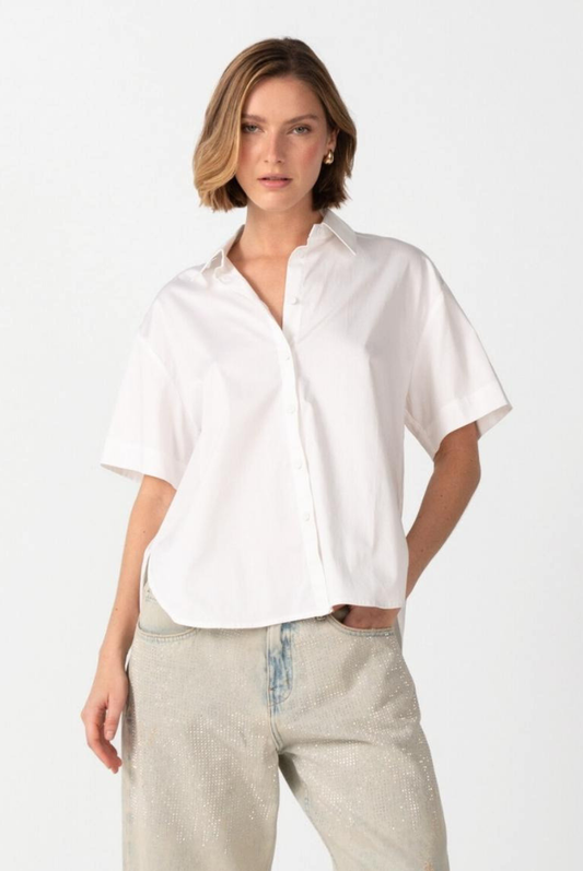 SHORT SLEEVE OPEN BACK SHIRT